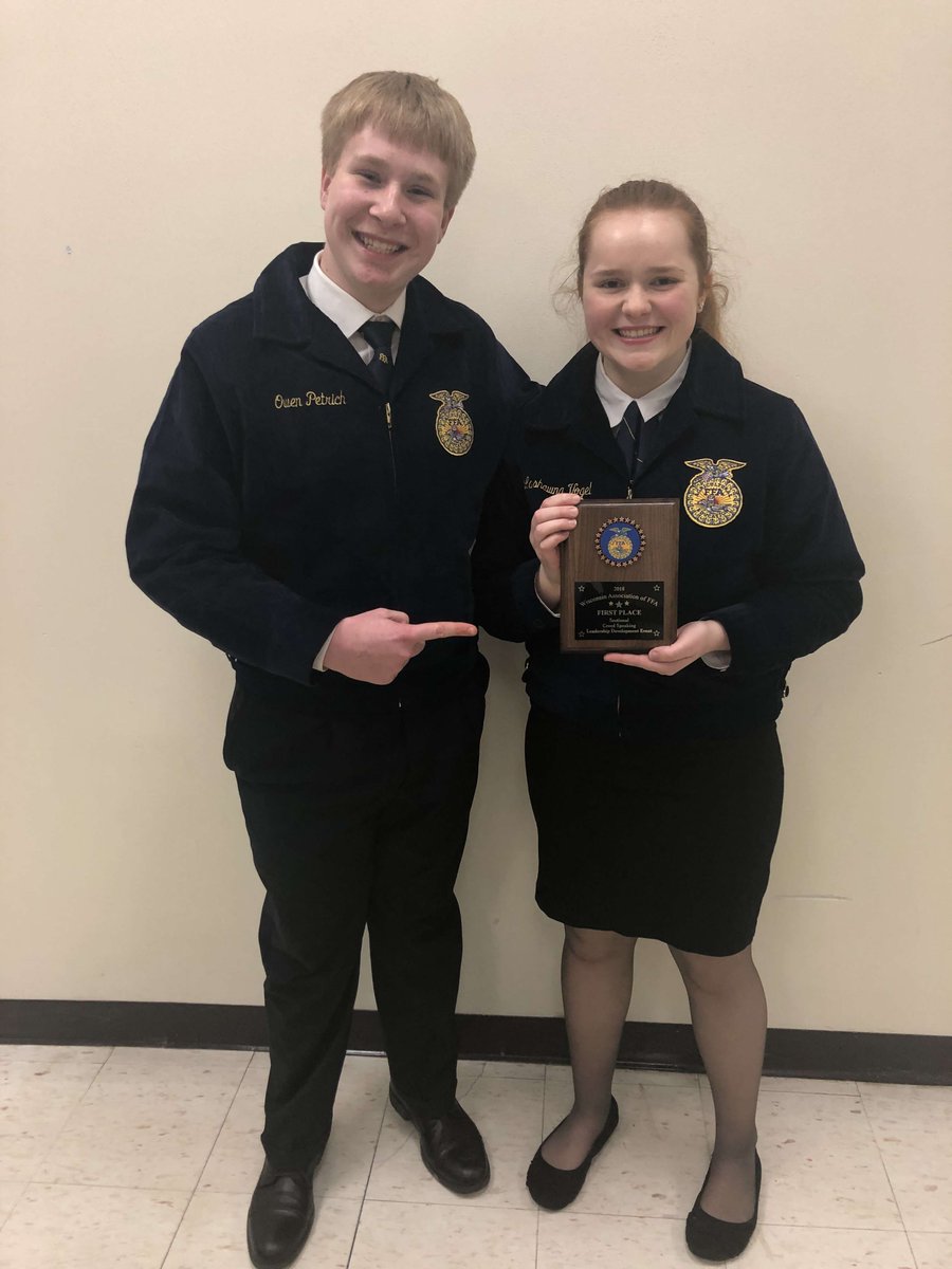 denmarkffa's tweet photo. Denmark FFA members shined at sectional speaking contest this past thrusday! #herewecomestate #wisconsinffa #denmarkpride #creedspeakng #employabilityskills #parliamentaryprocedure https://t.co/oPcb2XQQJk
