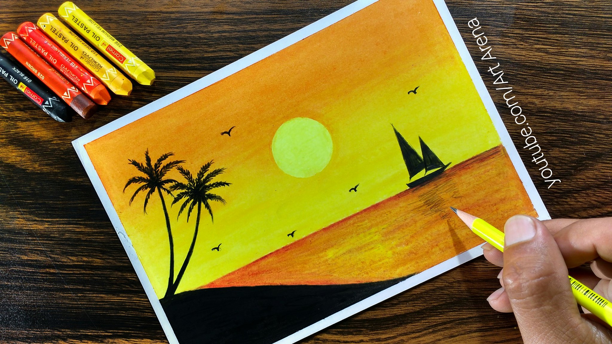 Oil Pastel Drawing Illustration Beach Clear Stock Illustration 2325414203 |  Shutterstock