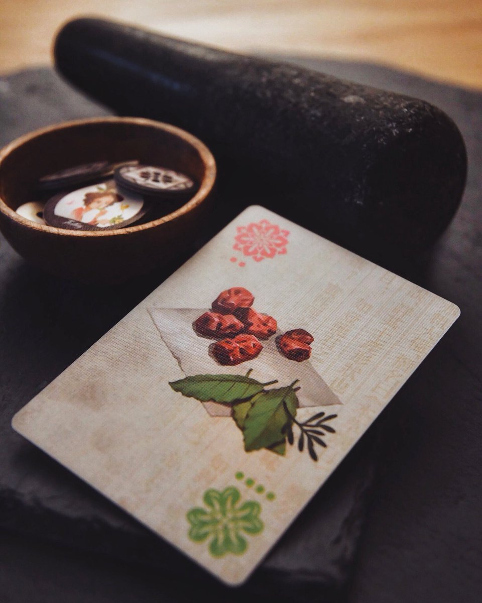 playtography's tweet photo. Herbalism is a micro-deduction game in the vein of games like Sleuth. It's short (15 ingredient cards total), simple (4 suits), and pretty structured (4 preset questions and exchanges) - you can get out a game in under 10mins and is surprisingly very fun! @boardgame_love https://t.co/w4dfSYtP2H