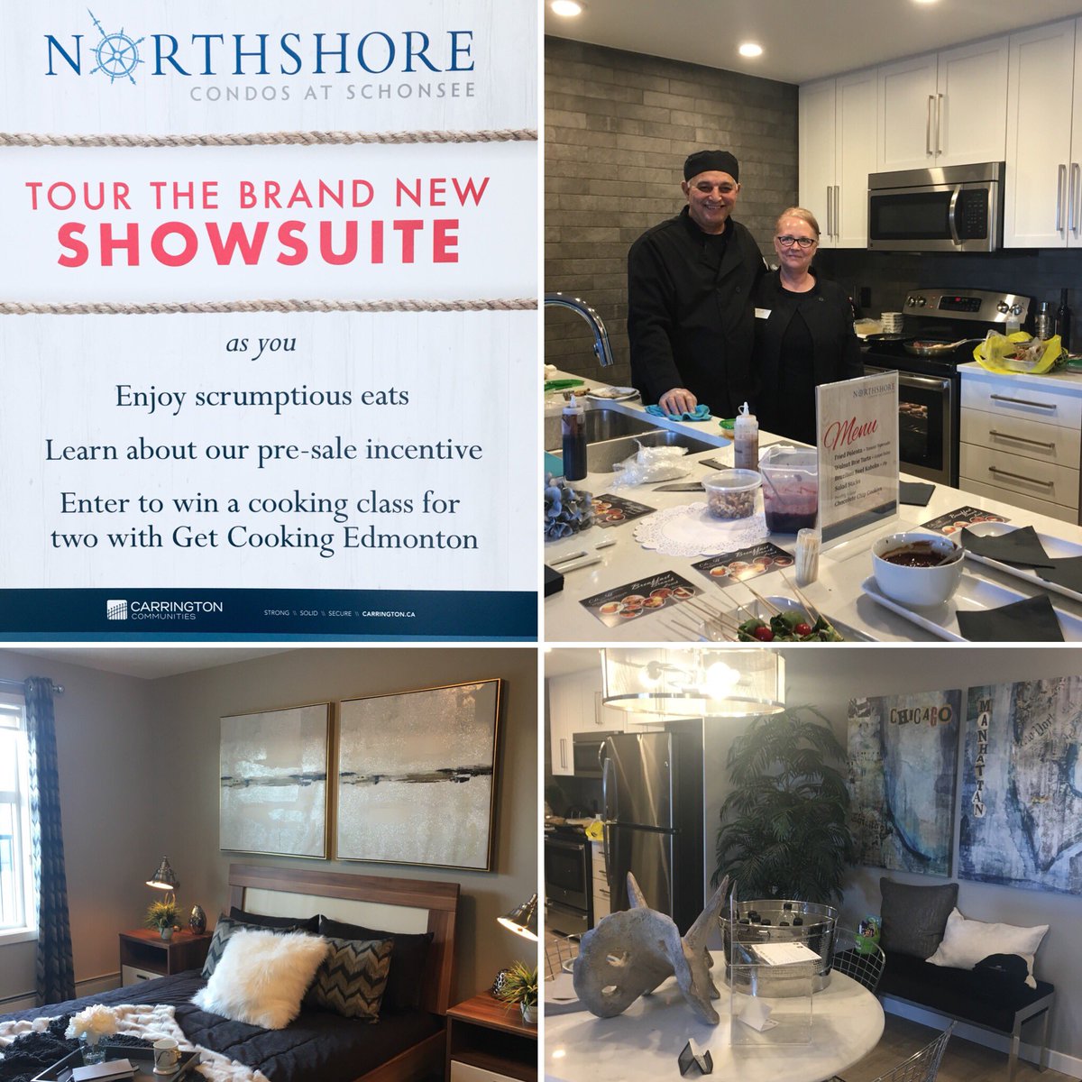 AlisonSmithYEG's tweet photo. @CarringtonCondo just checked out Northshore #schonsee show suite opening today - scrumptious eats and great pre-sale pricing! @1023nowradio https://t.co/CbQL7jkrhe