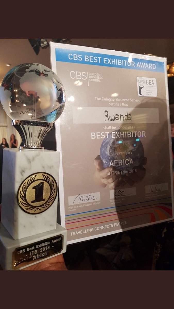 cakamanzi's tweet photo. Congratulations to the #Remarkable Rwanda tourism team for winning first place in Africa at the @ITB_Berlin exhibition. Rwanda was followed by Botswana and Marrakech, Morocco. @RDBrwanda @TravelRwanda https://t.co/pkFdUPuXUR