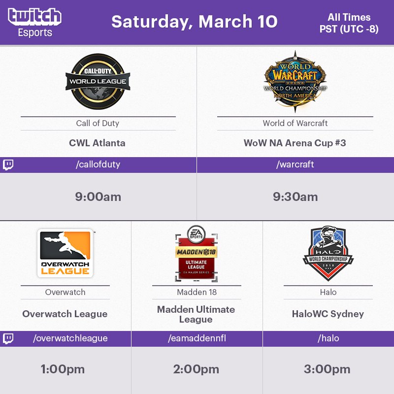 TwitchEsports's tweet photo. #Esports ALL-DAY! 

Here's some of what to watch today on @Twitch! https://t.co/Edw8iYvSYh
