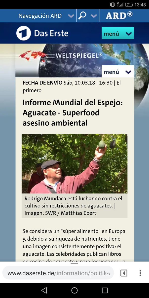 rmunda's tweet photo. Hoy la televisión pública alemana denuncio el negocio del agua en Chile, asociado a la producción de Palta de exportación, y la TV chilena? Bien, todo igual, nadie toma agua en chile de camiones aljibes..... https://t.co/QI4XKawWPw