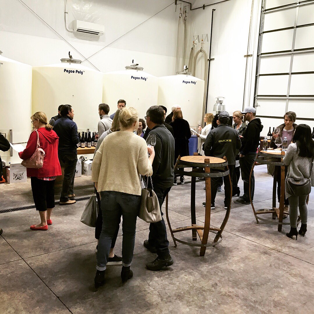purplehandswine's tweet photo. Happening NOW ‘til 4:30 pm today: Purple Hands 2106 Vintage Release Party. Don’t miss the debut of all seven of our 2016 Pinot Noirs. Details: https://t.co/CsikUnVy8C https://t.co/689Sm9RVyy