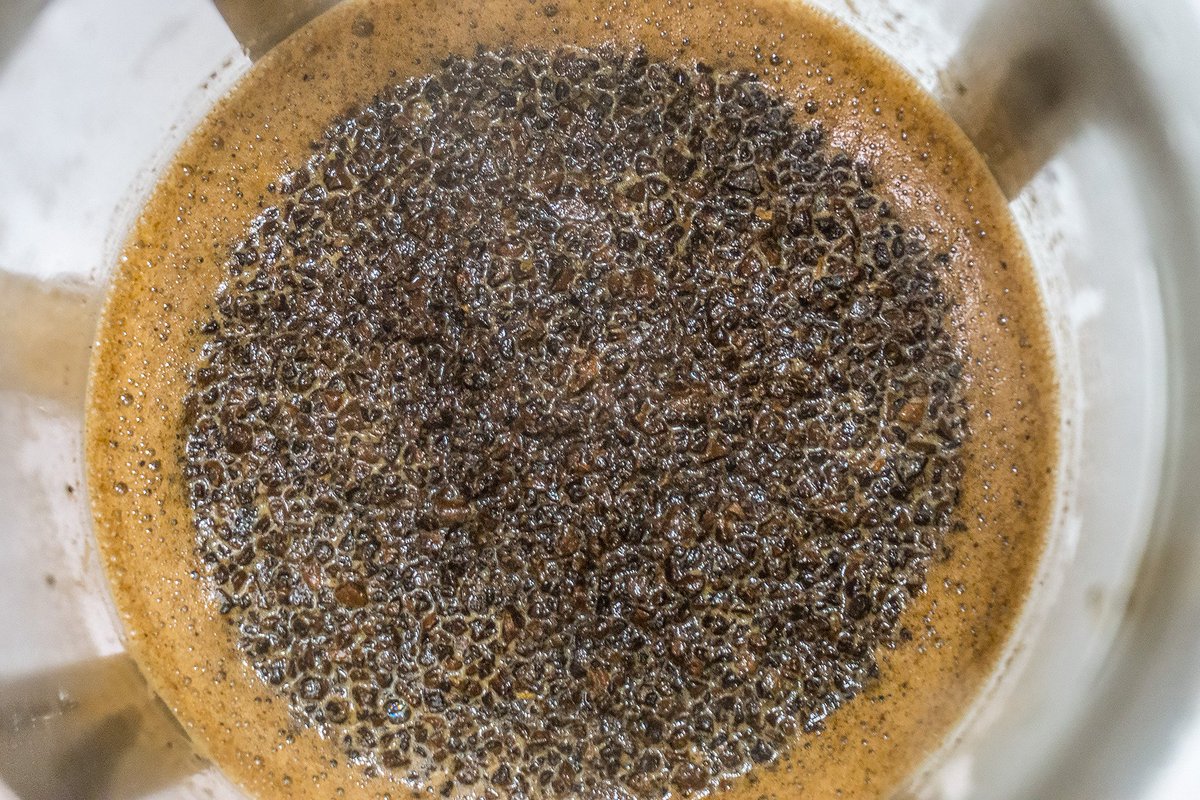 ReviverCoffee's tweet photo. Our first production batch of Rwanda 13 30 blooming in the French Press - the best coffee I've ever tasted... #smallbatchroast #rwandacoffee https://t.co/sXgrsD1Fch