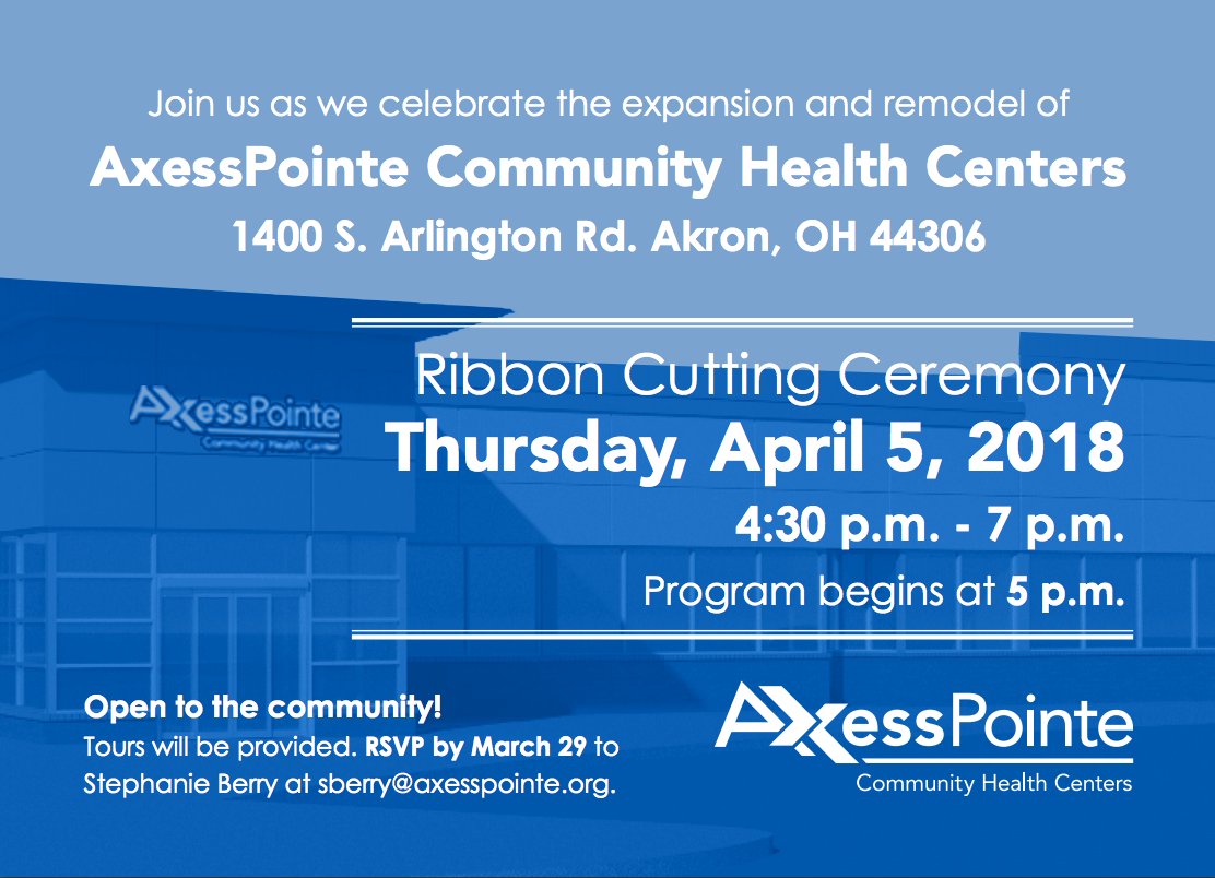 AxessPointe's tweet photo. Our Arlington Ribbon Cutting Ceremony is less than a month away! Will we see you there?
#arlington #akron #healthcenter #axesspointe #communityhealth #communityhealthcenter #CHC #health #healthcare #ribboncutting https://t.co/TcdjYs4WQL