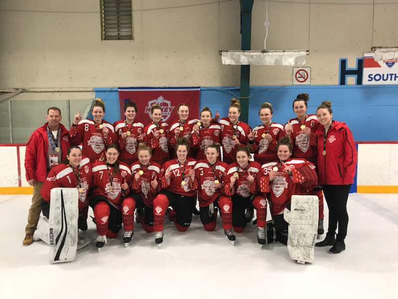 South Red wins against South White in a 5-2 Gold medal game of female hockey! @ManitobaGames #playnorth