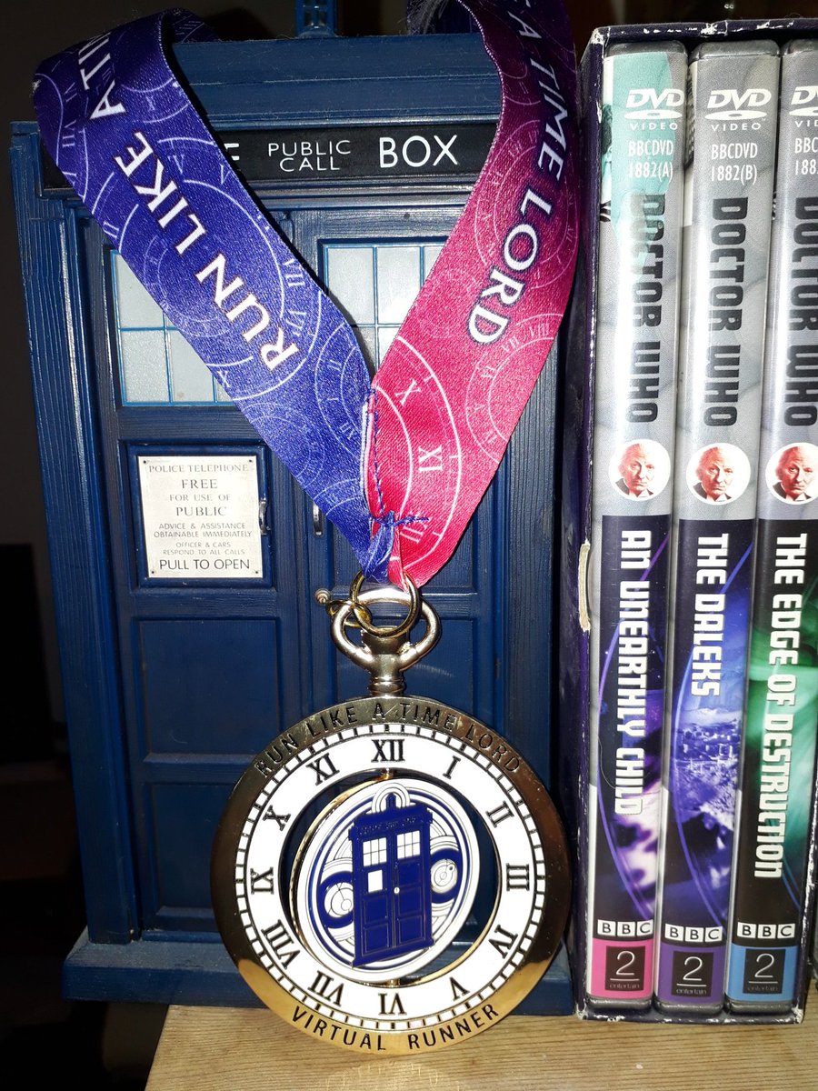 JMFrankland's tweet photo. My needlessly beautiful #RunLikeATimeLord medal arrived today. Have you got yours @scaryclaire? @Autism @VirtualRunnerUK https://t.co/K8iPIsQ9F0