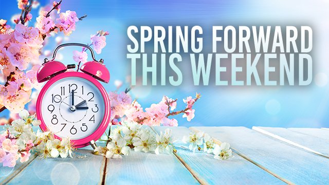 It's that time of year...time to move your clocks ahead one hour https://t.co/wQ1mioBJHl