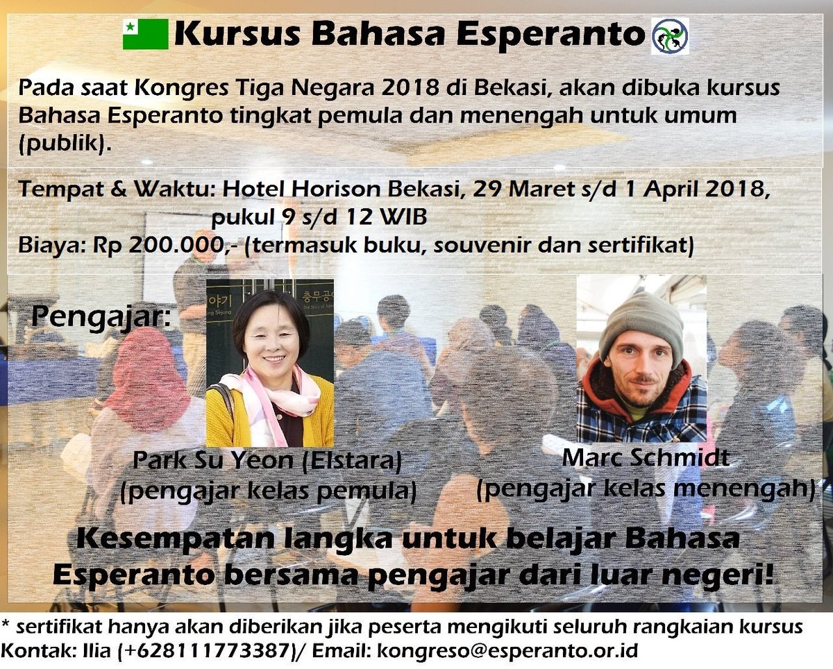 budirefandi's tweet photo. Kurso de Esperanto por cxiuj 🎉🎉🎉 Nun registru!!! @TrilandaKongres https://t.co/OWkdfCp2NV