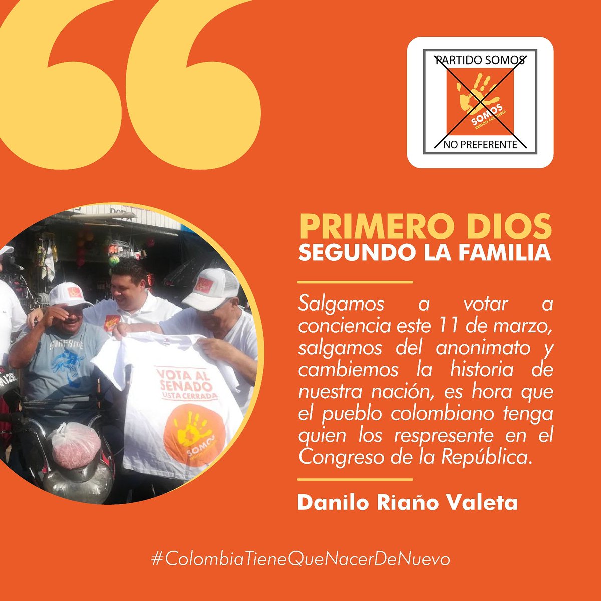 SomosSenado's tweet photo. Es hora del cambio mañana salgamos a votar a conciencia porque #ColombiaTieneQueNacerDeNuevo vota senado lista cerrada por el logo de #SomosRegionColombia el de la manito amarilla solo marca el logo #SiHayDiosParaTodos https://t.co/IszMhGLgxZ