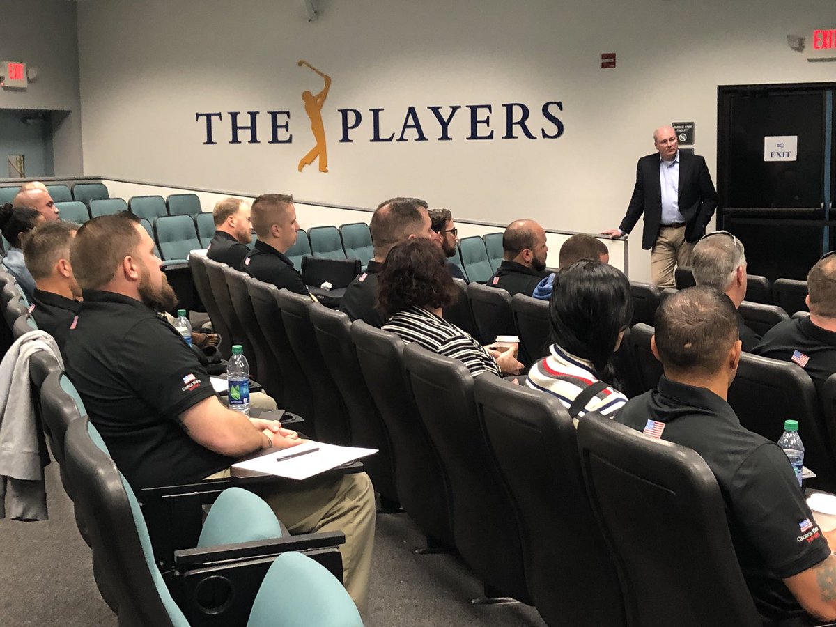 emcasarona's tweet photo. #Team43 Alumni are spending the day learning strategies to navigate through their transition and learning new personal and professional skills from an executive coach.  Thank you @PGATOUR for the meeting space! @TheBushCenter @MiguelHoweMSI @BJGanem @SpencerMilo https://t.co/Ip3XlLYmAJ