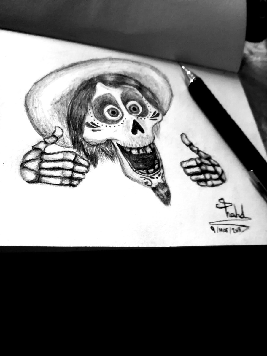 ShahdSharar's tweet photo. #coco 💜 #movie 🎞️#Animation 📹💻🖱️ #skull 💀#skeleton ☠️ #Hectorcoco 🖤🖤#Dead #Dark 🖤#BlackBeauty #deadbody  #sketch ✏️ #pencilart #blacknwhite 🖤 #redwinepurple 💜#Mexico #absolutelove  #Music 🎶#totheinfinityandbeyond  #spark 💥#ShahdAbuSharar #pocoloco #Like https://t.co/lHLav4GWnO
