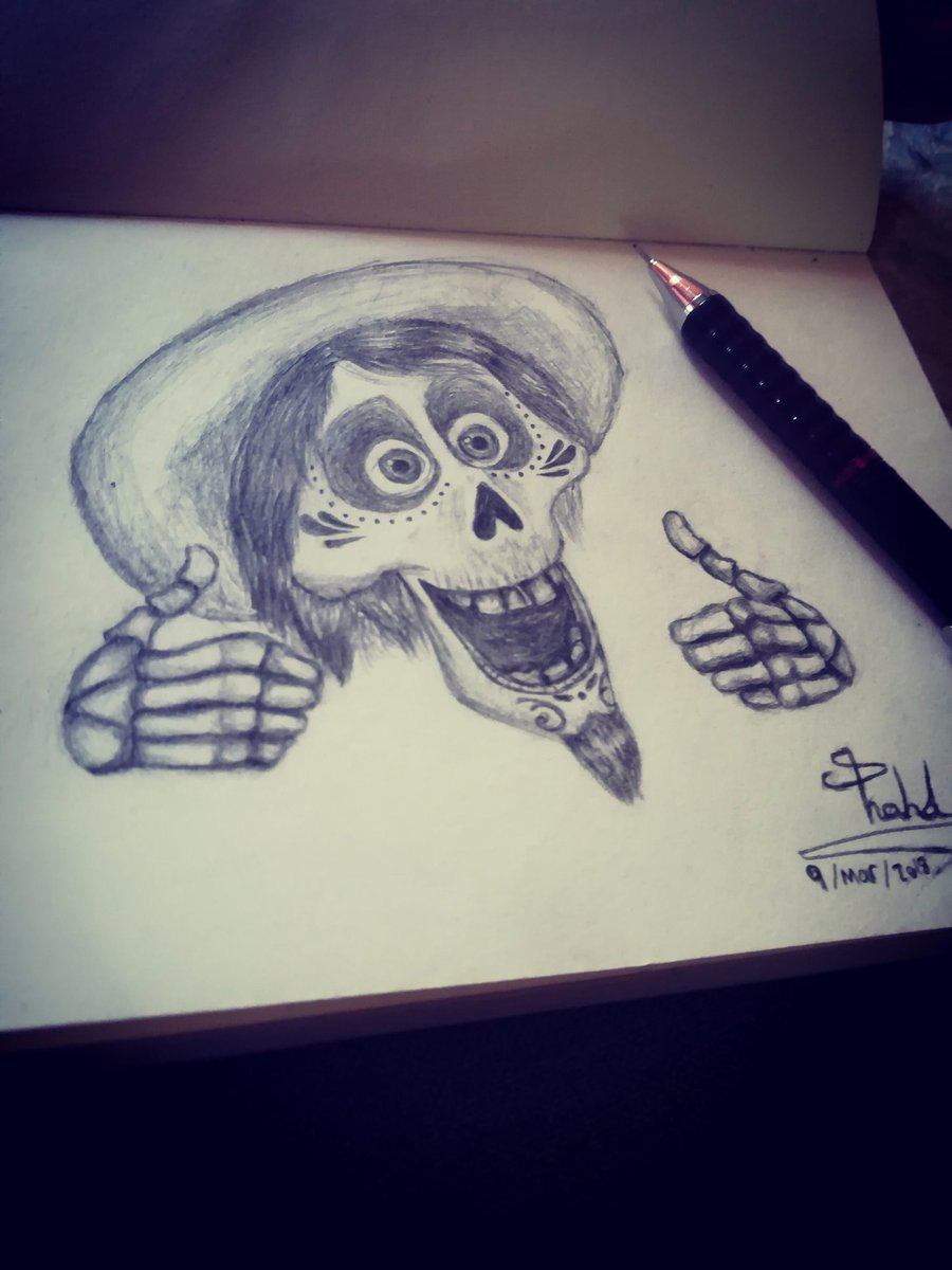 ShahdSharar's tweet photo. #coco 💜 #movie 🎞️#Animation 📹💻🖱️ #skull 💀#skeleton ☠️ #Hectorcoco 🖤🖤#Dead #Dark 🖤#BlackBeauty #deadbody  #sketch ✏️ #pencilart #blacknwhite 🖤 #redwinepurple 💜#Mexico #absolutelove  #Music 🎶#totheinfinityandbeyond  #spark 💥#ShahdAbuSharar #pocoloco #Like https://t.co/lHLav4GWnO