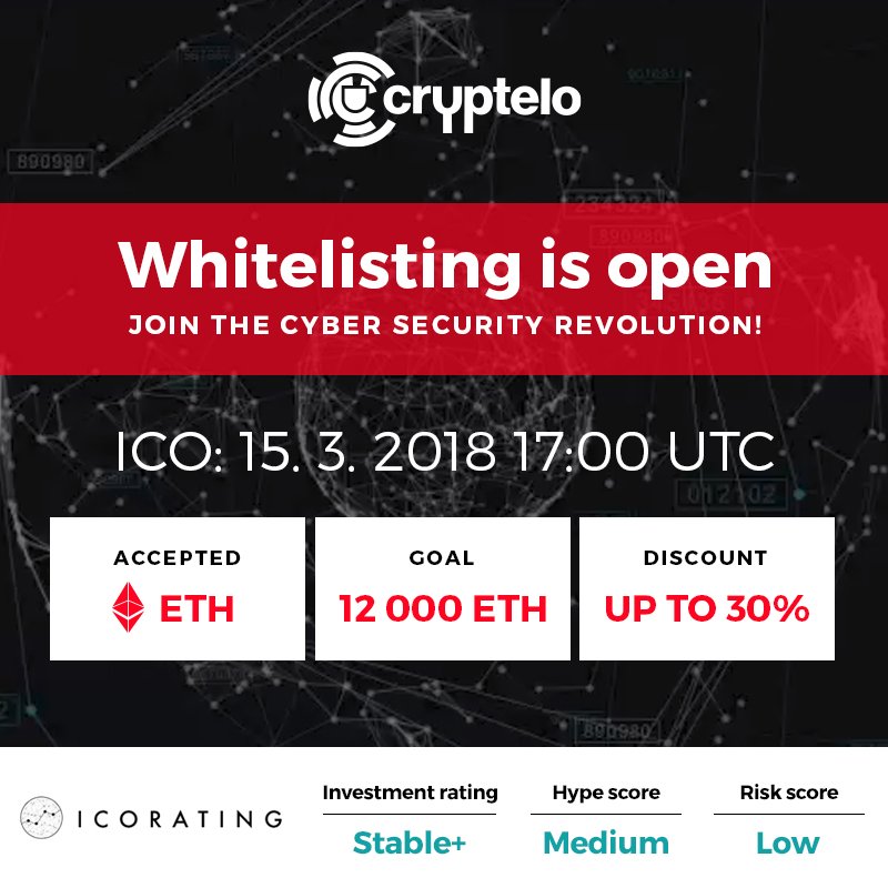 CrypteloDrive's tweet image. Looking for a trustworthy ICO? Get whitelisted for exclusive 30% bonus: goo.gl/LY7vxS