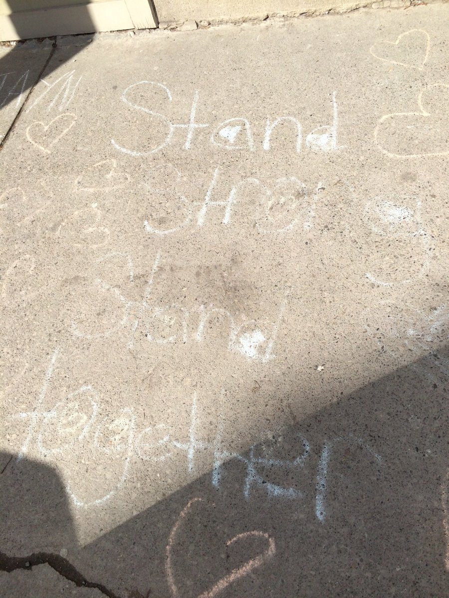PippaAndPrue's tweet photo. Messages of solidarity in front of our shop this morning 💗💙💛#StandStrongStandTogether #lovelockeday #Kirkendall https://t.co/jh7AcrLaEp