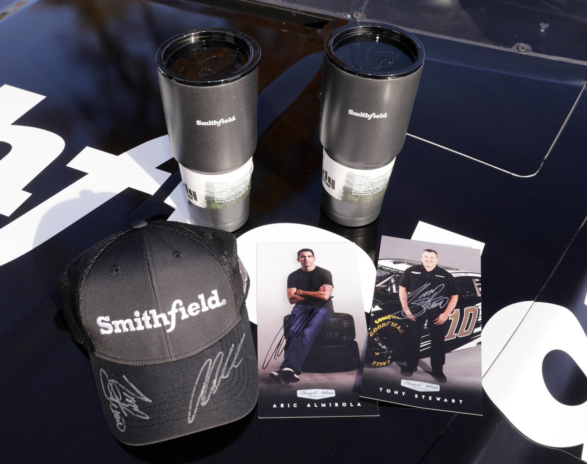 Aric_Almirola's tweet photo. This March 10th, we're celebrating @StewartHaasRcng's 10th anniversary as well as YOU, the fans of the #10 team. Retweet &amp; follow me for your chance to win this #SmithfieldRacing prize pack w/ a hat &amp; hero cards autographed by me &amp; @TonyStewart. Winner chosen Mon., 3/12 at 9p ET. https://t.co/SmCuz7NayM