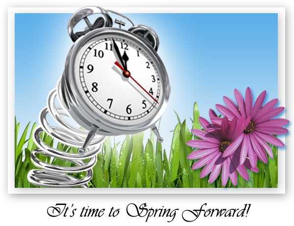 Daylight saving begins this Sunday! Don't forget to set your clock one hour ahead. #springforward