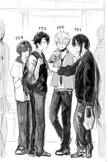 雨上がりの君メンバーとマスターは身長差が可愛いという落書き 