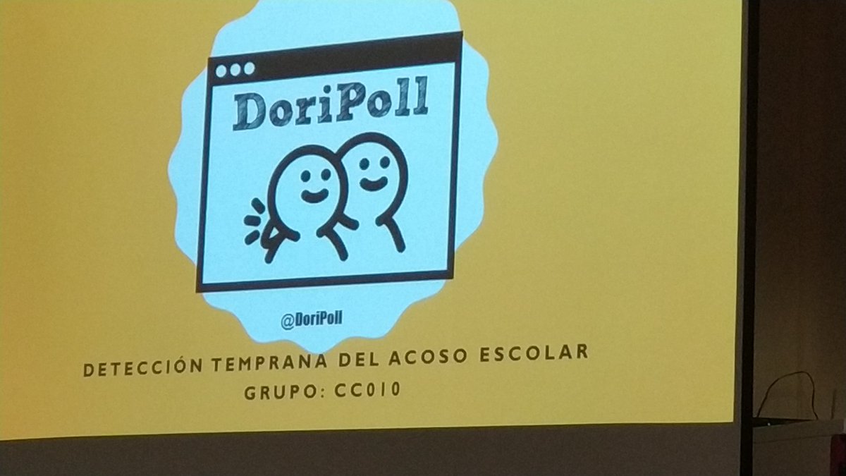 CatedraTEF_UEx's tweet image. Paula Manzano nos presenta @DoriPoll, proyecto para la detección de #Bullying en edades tempranas #HackForGood