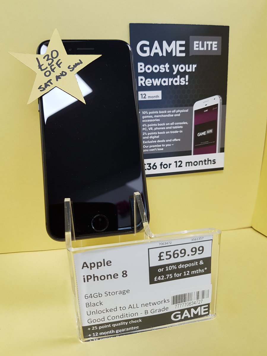 GAME_Waverley's tweet photo. This iPhone 8 comes with a massive 64gb of storage and £30 off! #TechSaver https://t.co/JSU51B0x4j