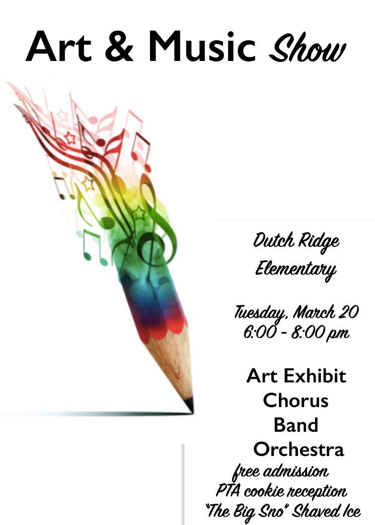 BeaverAreaSD's tweet photo. Join us at #DutchRidge on March 20th from 6pm to 8pm for a student Art Exhibit! https://t.co/O3O60ZcWww
