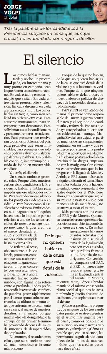 jrisco's tweet photo. ¡Qué chingona columna escribió hoy @jvolpi! 

DE PIE https://t.co/smIIg8FDm4