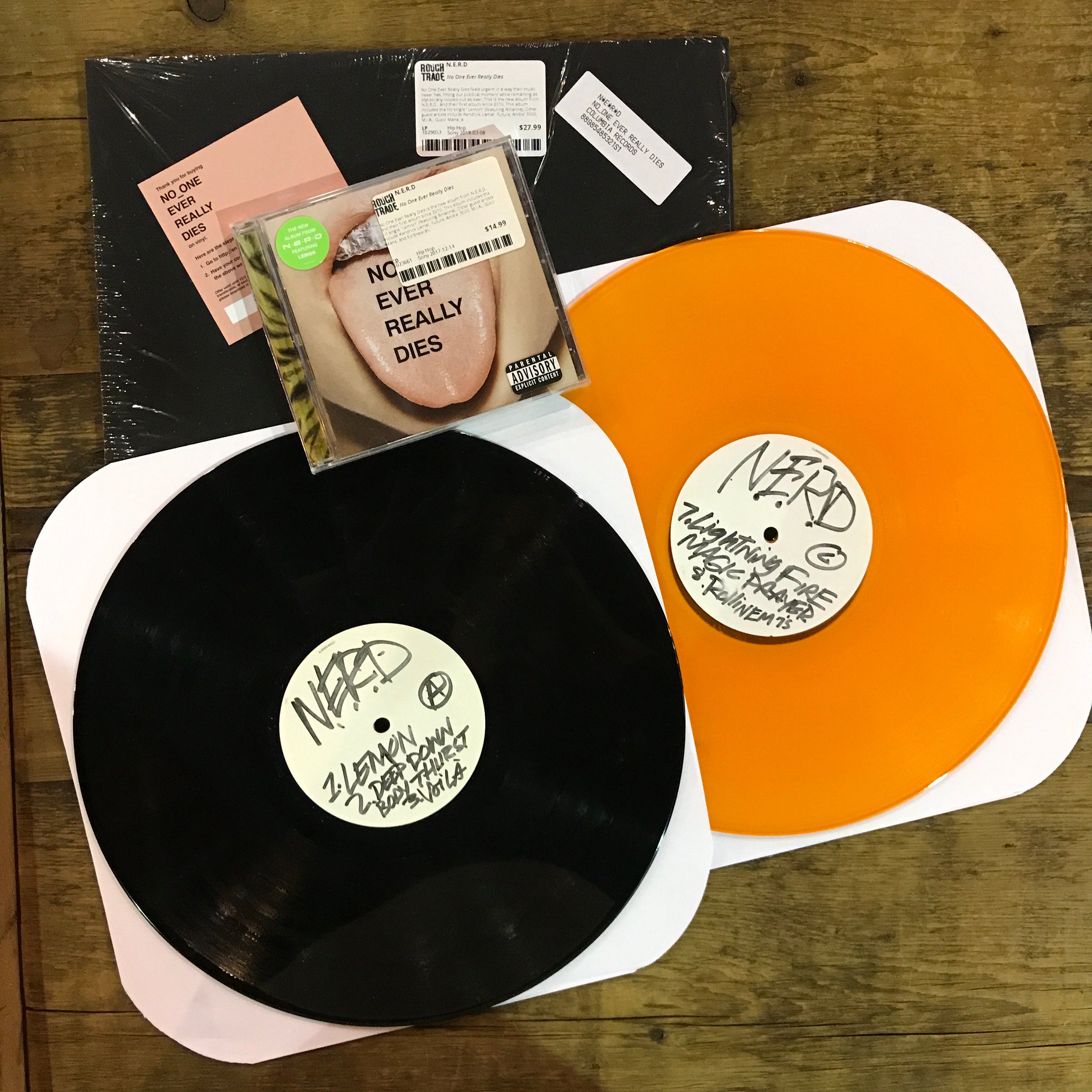 Rough Trade Nyc New This Week Did We Mention That Random Copies Of No One Ever Really Dies By N E R D Have Disc Two On Translucent Orange Colored Vinyl Be