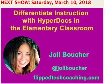 Join us at the top of the hour for some great tips on #Hyperdocs, appsmashing, #Flipgrid, differentiation, and more with <a href="/joliboucher/">Joli Boucher</a> and #liveclass20 Get some great ideas for pedagogy as well as design. Log in here: live.classroom20.com