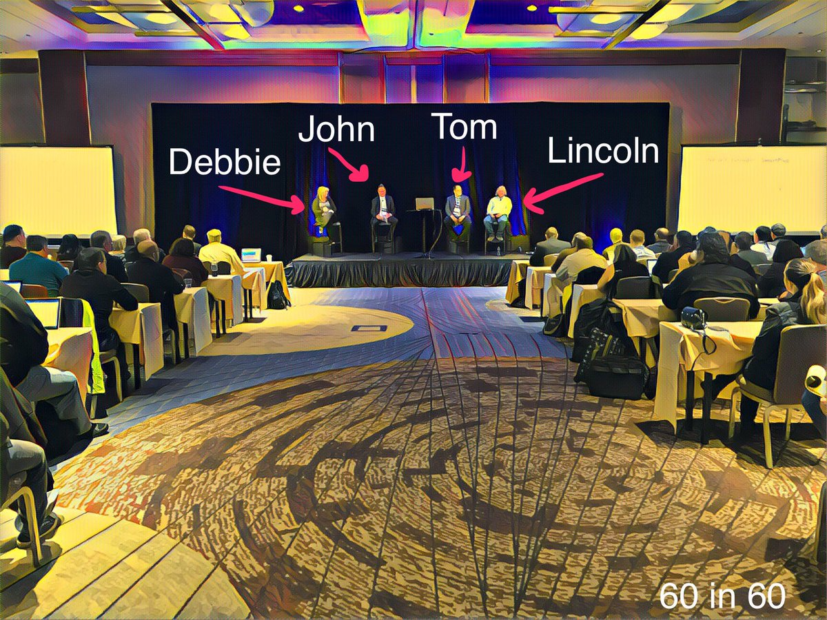 LaurenceEsq's tweet photo. Closing out #ABATECHSHOW with my favorite session "60 in 60" with presenters Debbie Foster, John Simek, Tom Mighell, & Lincoln Mead. https://t.co/apnYtQokox