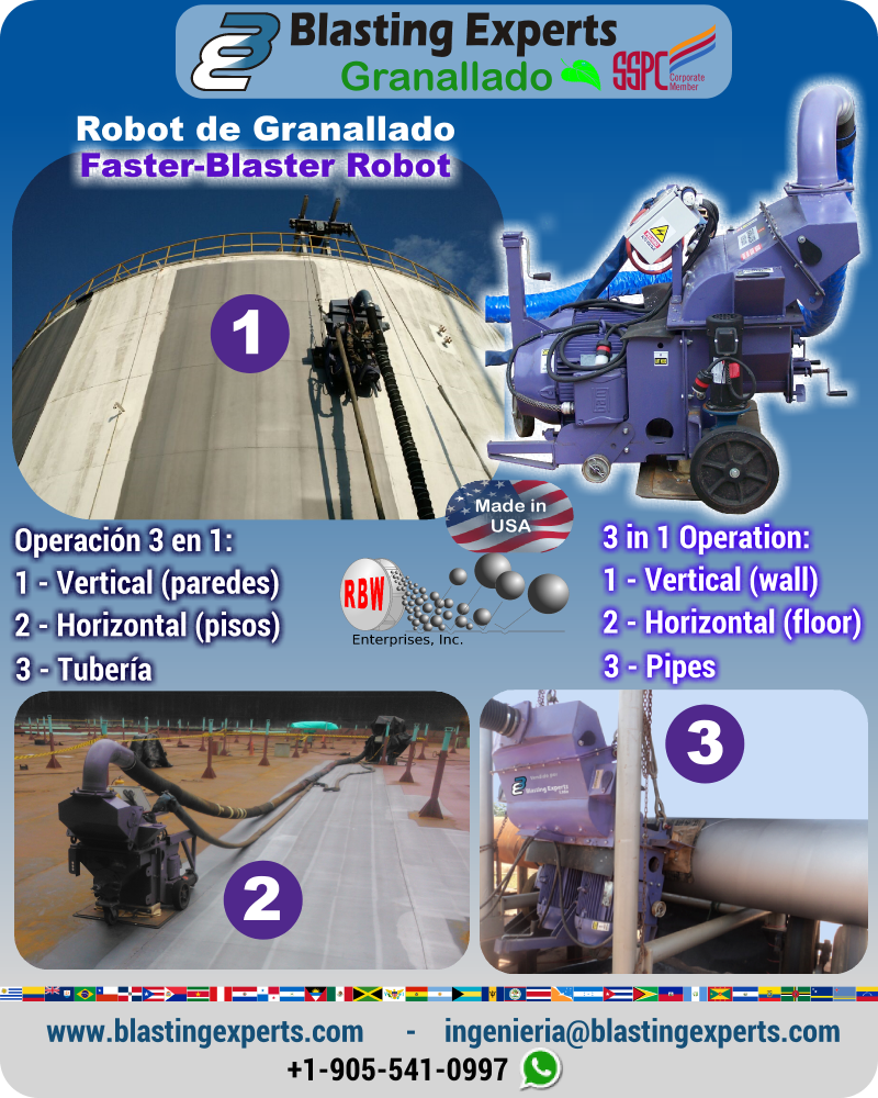 blastingexperts's tweet photo. FasterBlaster - logra 3m2/min SSPC-SP10 - Metal casi blanco. Consumo < 0.8kg/m2 granalla metรกlica esfรฉrica. + 500 mรกquinas en USA, 55 en Latinoamรฉrica & 40 en el resto del mundo liderando en la industria de oil & gas, naval, energรญa eรณlica e industrial. https://t.co/6Nr4JkyXLn https://t.co/fpns4GUSR1