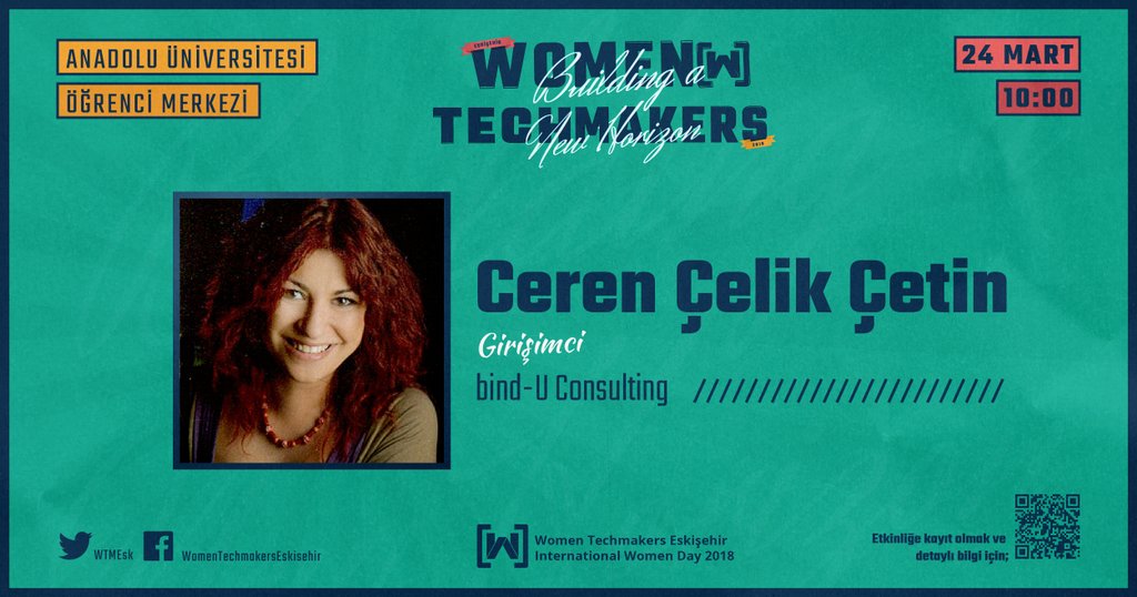 WTMEsk's tweet photo. WTM Eskişehir IWD '18'in bir sonraki konuşmacısı Ceren Çelik Çetin, 24 Mart Cumartesi günü "Agile HR'" sunumu ile bizlerle olacak. #WTM18 #wtmesk #womentechmakers #IWD18 https://t.co/UwgxK3S8fU