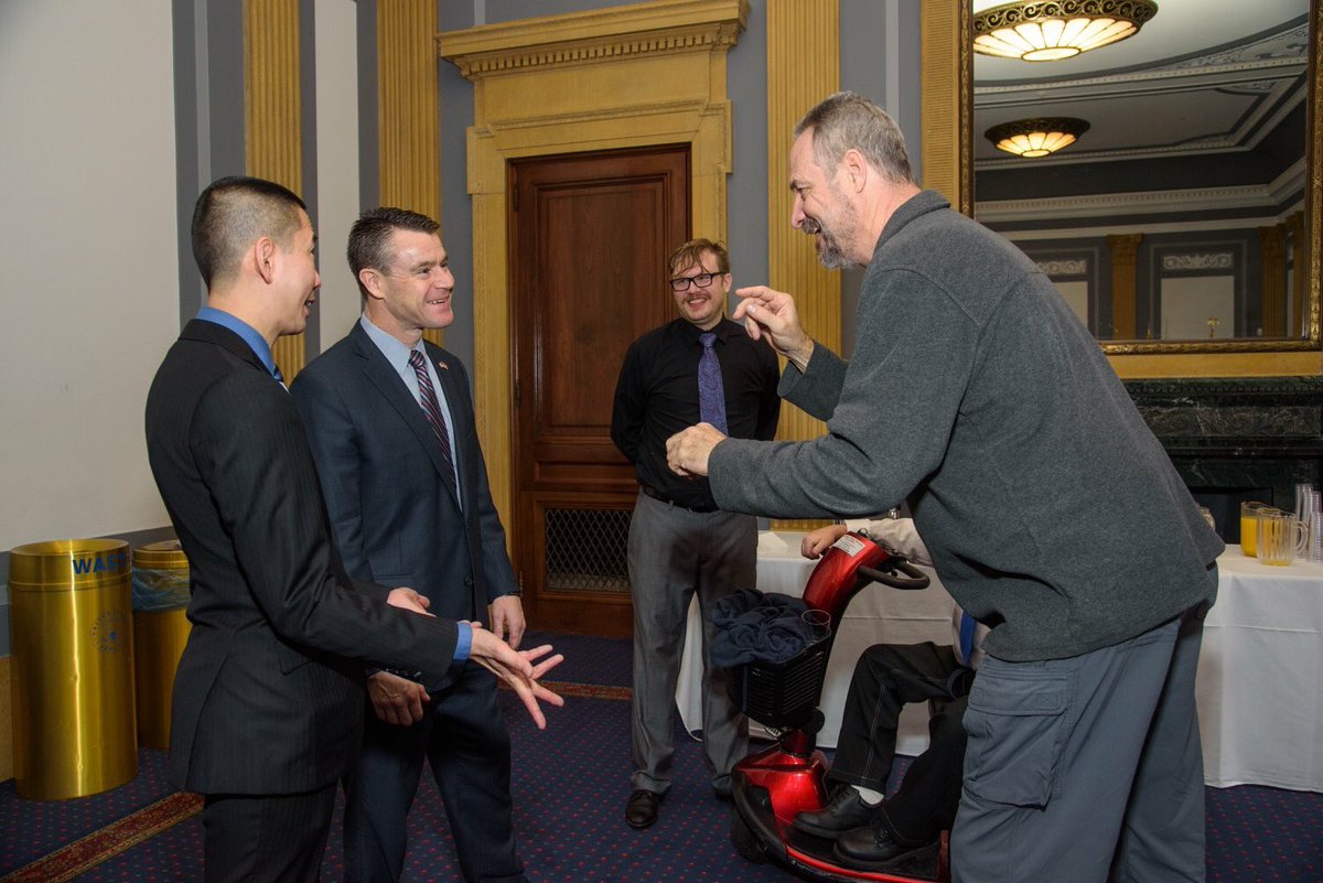 SenToddYoung's tweet photo. From #HigherEdAct reauthorization &amp; medical research funding, to legislative priorities of Hoosier veterans &amp; access to sign language interpreters, I heard from Hoosiers who have traveled to DC to advocate for the issues that matter most to them during this week’s #HoosierHuddle https://t.co/2uqdYXreTN