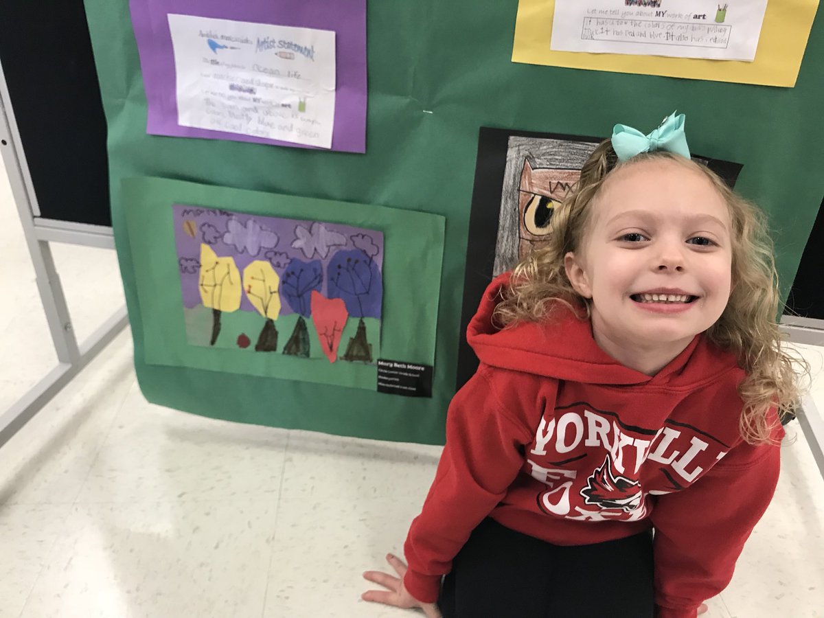Mrs_Moore1's tweet photo. I am so proud of my little artist and all of the Y115 students who have work displayed or who are performing today!   #futurefoxes #yorkvilleproud https://t.co/QTTxg700Gi