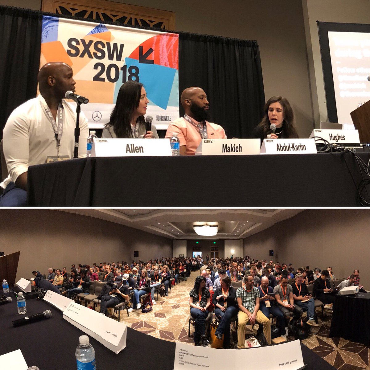 Back to back design systems panel talks with @hayhughes <a href="/TheRealSalih/">salih</a> and @jmakich yesterday were awesome and the audience was on point with their questions. Thanks to my fellow panelists for sharing your wisdom at #sxsw ! #blackatsxsw