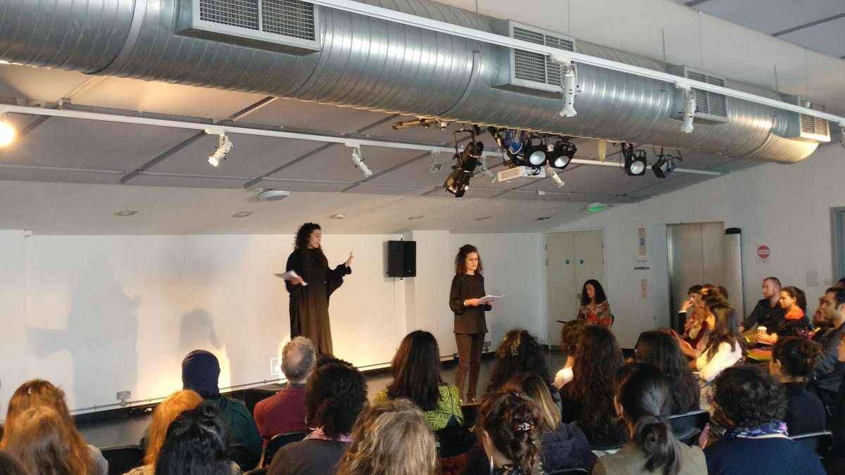 ArabBritishCent's tweet photo. So much POWER on stage that audience doesn't blink #NiqabiNinja by @SaraShaarawi written in reaction to the mob #sexualassults of #TahrirSquare that took place between 2012-2014 in #Cairo fiercely performed by @liloualj &amp; @larasawalha @AWANFESTIVAL  @RichMixLondon https://t.co/LQRYBa6JP4
