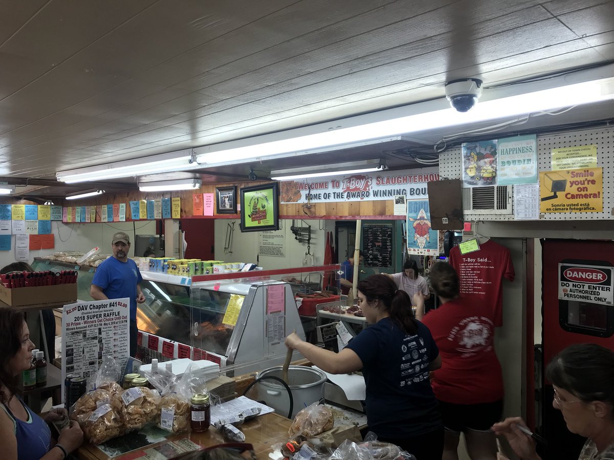Max_TNT_trip's tweet photo. Quick drink at Fred’s Lounge and a stop at T-Boys Slaughterhouse in Mamou to start a Saturday. Now for some cracklings, more boudin, and crawfish. https://t.co/Ocdn8YIYcY