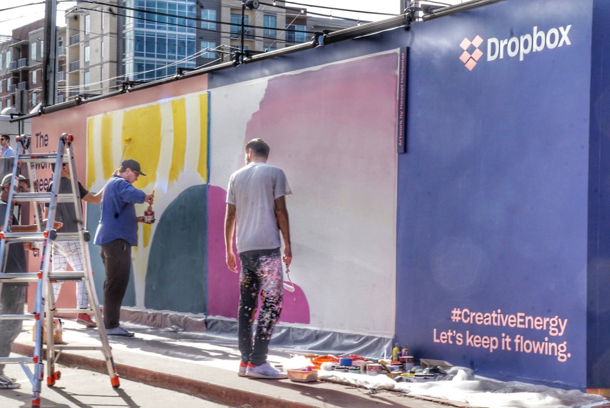 perlajones's tweet photo. Fireside chat with @murraysmusings of @coxbusiness and @shanesteel of @Dropbox - great to hear them speak about the future of B2B and marketing. Live mural in progress :)  #SXSW  @Brand_Innovator #lamberts #campaing #CreativeEnergy   #colors #B2B #branding #marketing https://t.co/e5U3BFxVPP