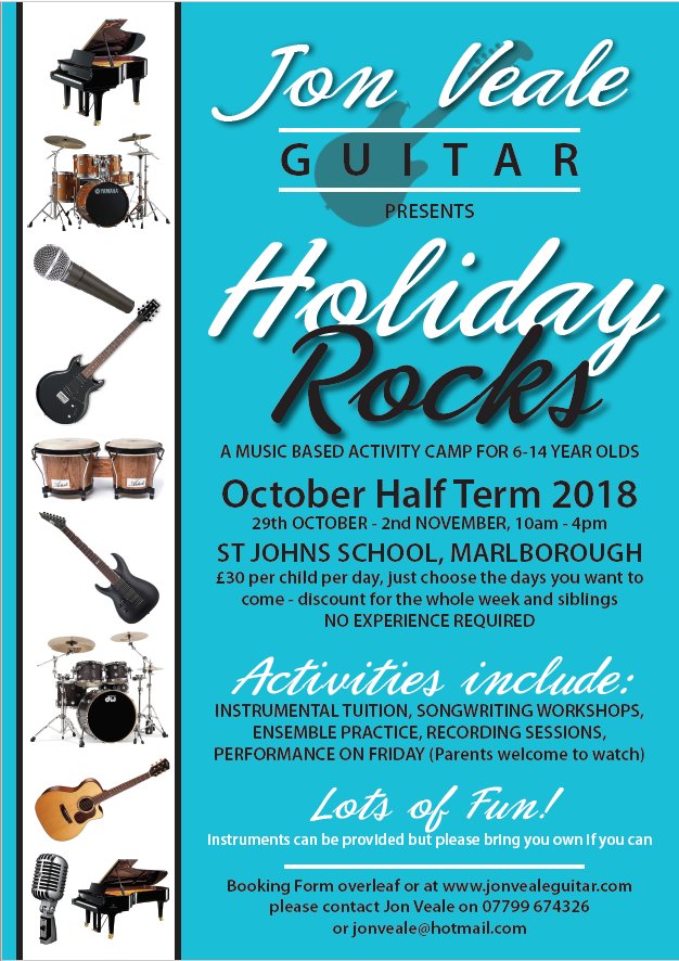 I'm very excited to announce the launch of 'Holiday Rocks' a music based camp, which will take place in October half term 2018. For a chance to win a free place tweet #HolidayRocks