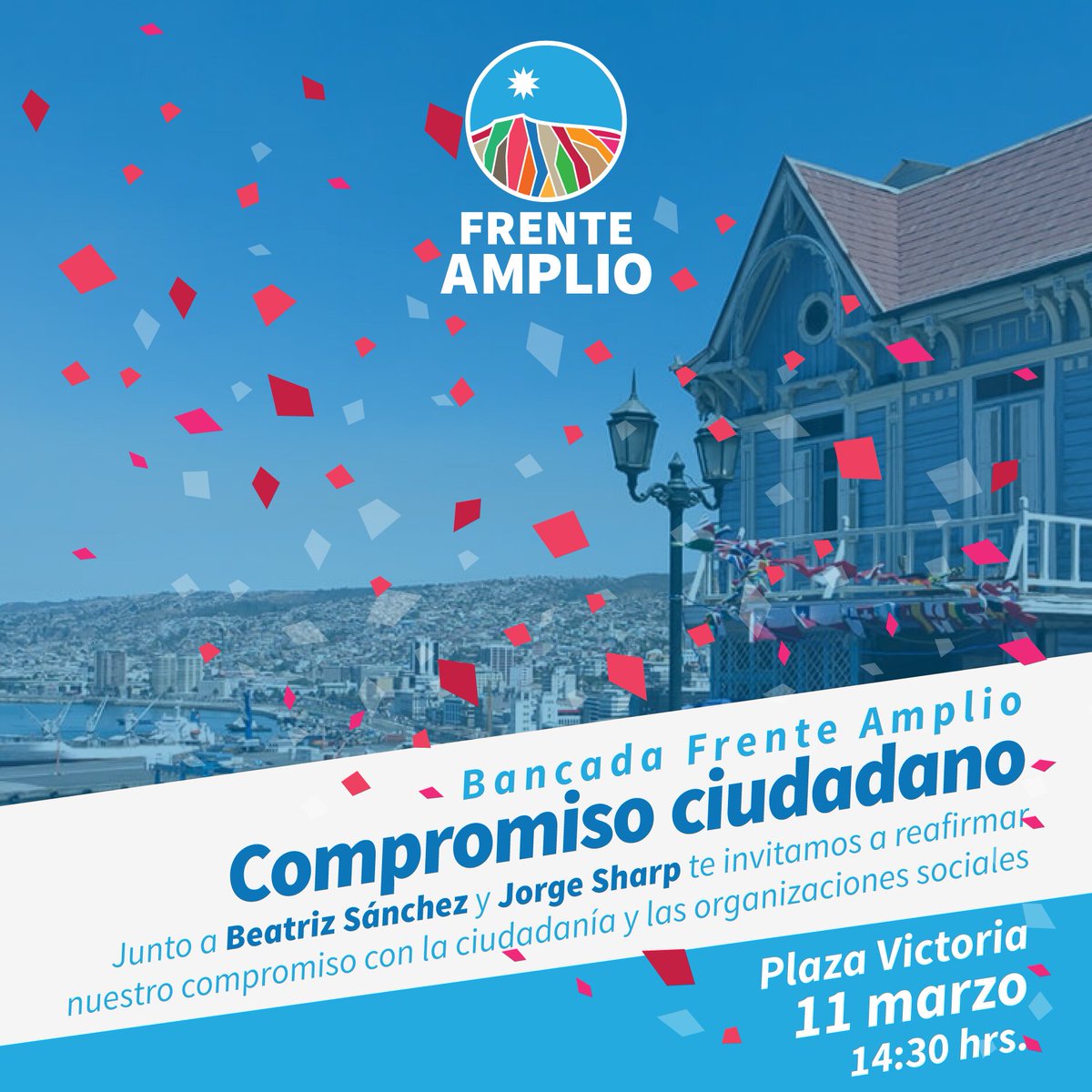 elfrente_amplio's tweet photo. Hablando claro y en sencillo: la bancada del Frente Amplio llega al parlamento de la mano de la gente, con las banderas de los movimientos sociales, con el aliento fresco, rebelde e histórico de la calle. 

Mañana a la Plaza Victoria junto a @labeasanchez  y @JorgeSharp https://t.co/NXvkAFio6S