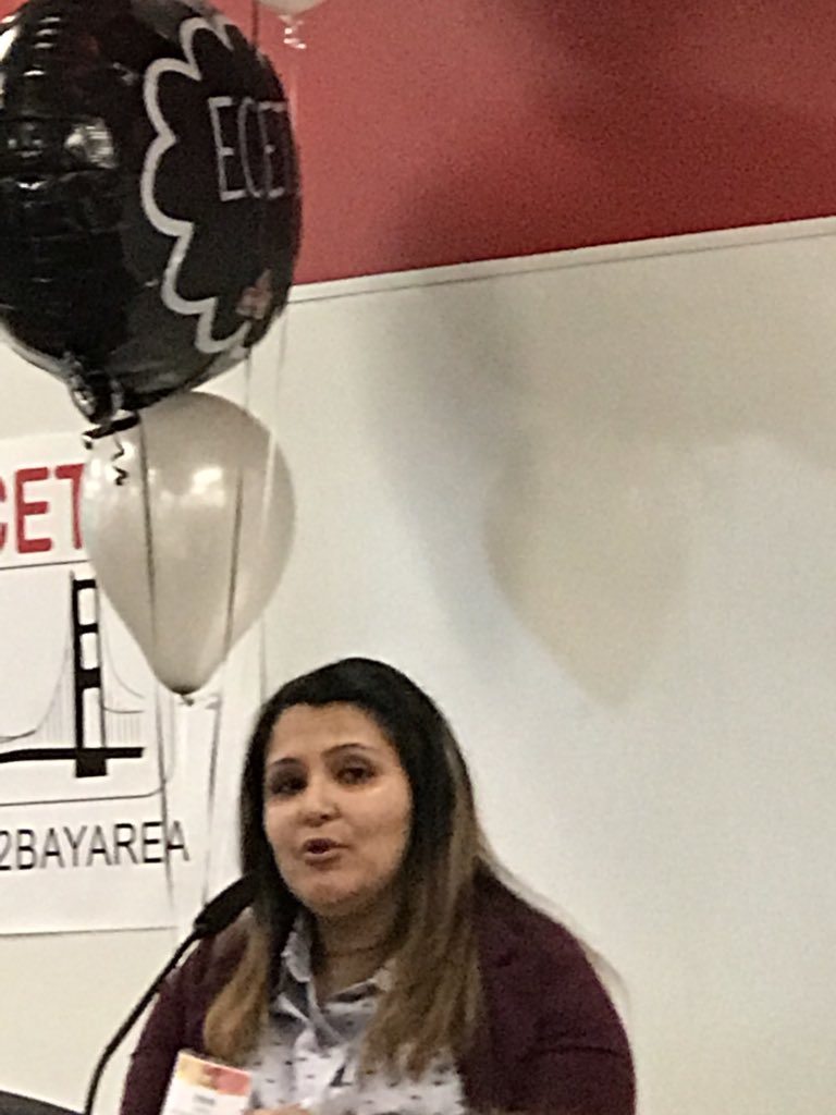 TeacherJocel's tweet photo. Irene Castillon, a successful immigrant teacher leader, “I stood on the shoulders of my mom &amp; my Mexican ancestry to continue my studies at the Brown University.” Kudos for the inspirational speech! #ECET2BayArea @CATeacherSummit @SMCOETweet @StmarysKSOE https://t.co/pbOn5lxRwy