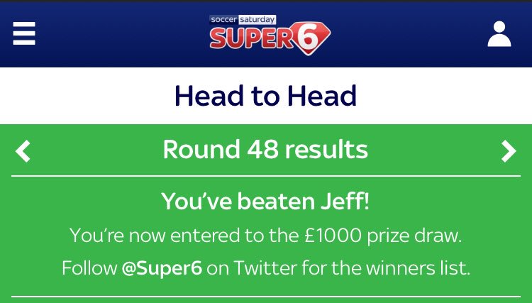 DeanMackETA's tweet photo. @Super6 Beat him again. https://t.co/R9skyWtKYZ