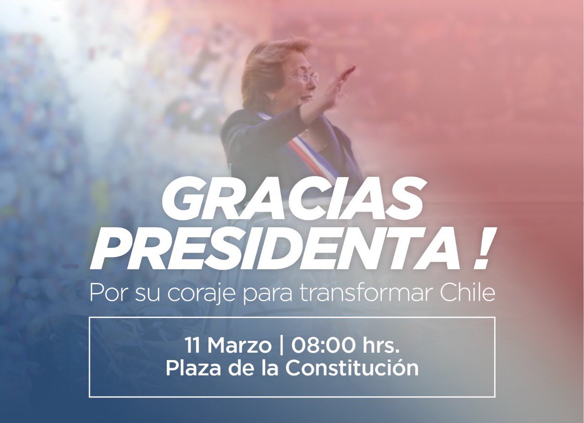 FBacheletistas's tweet photo. Mañana ¡VAMOS A LLENAR LA PLAZA! #GraciasPresidenta https://t.co/oEhM3btXxZ