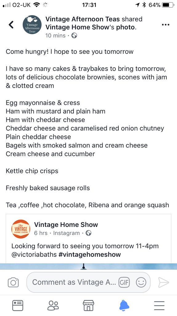 Come to @VintageHomeShow tomorrow in #Manchester for the #Vintage #Home Show #comehungry #cake #brownies #sandwiches #delicious #food