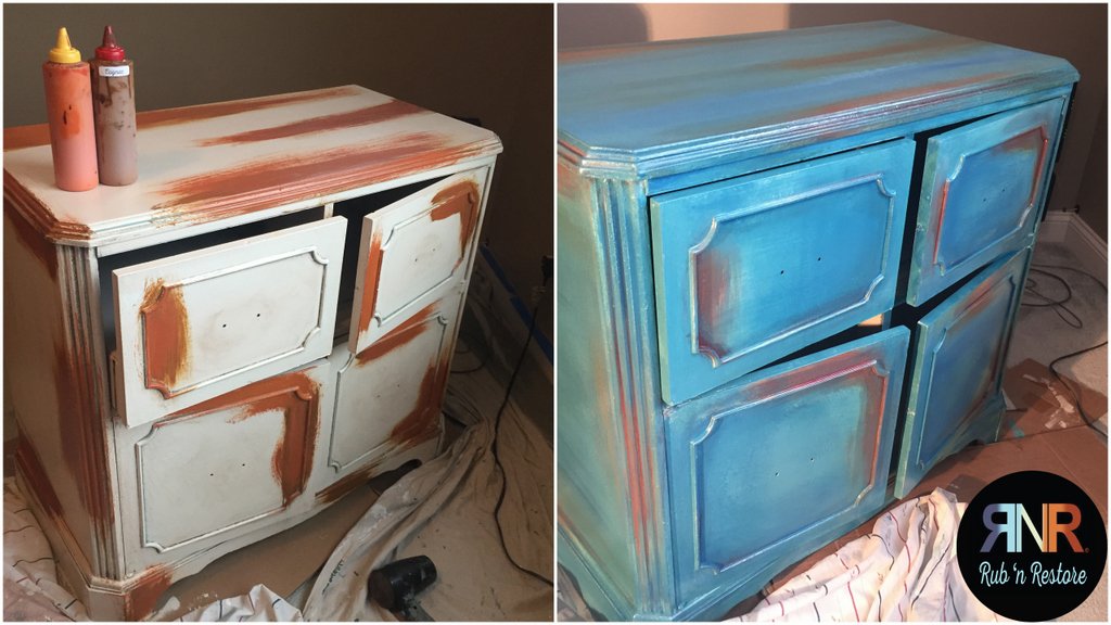 RubNRestore's tweet photo. I don't understand #AllTheFuss over #ChalkPaint #RubnRestore #LeatherPaint is an acrylic that's just as versatile for remodeling furniture. I did seal my work with an oil-based clear satin finish. #FurnitureMakeover #FurnitureTransformation #LiveColorfully https://t.co/8F1Tp99WmR