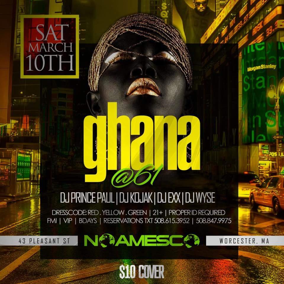pdmt99's tweet photo. Hey Worcester, You can celebrate Ghana's independence TONIGHT at Noamesco!  https://t.co/Xq9Ac2q3Um https://t.co/GCg2fVUumF