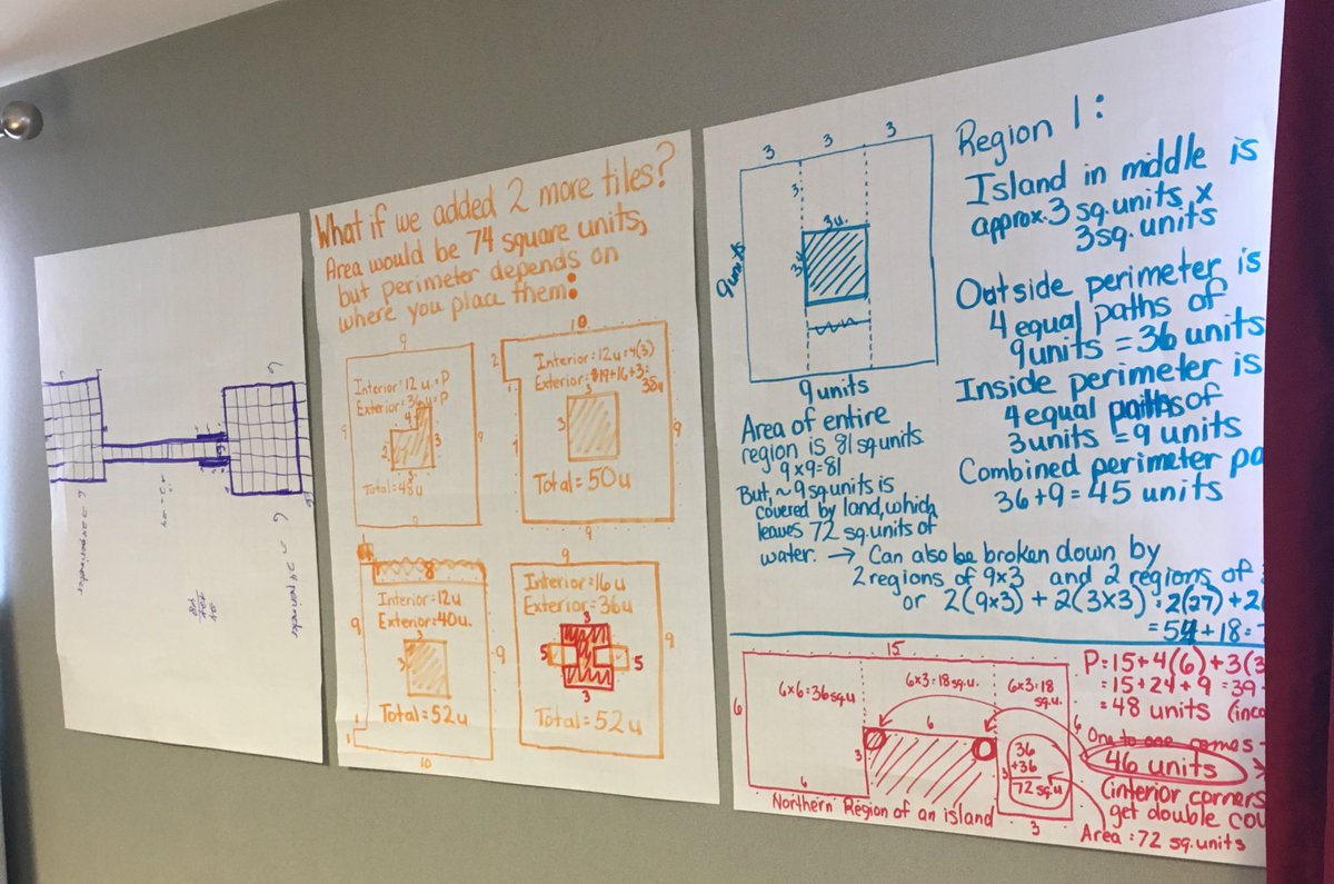 Leah440B's tweet image. Learning so much and having so many ah-has about area and perimeter! #e4tech @OHEducation @E4Tech_Teacher
