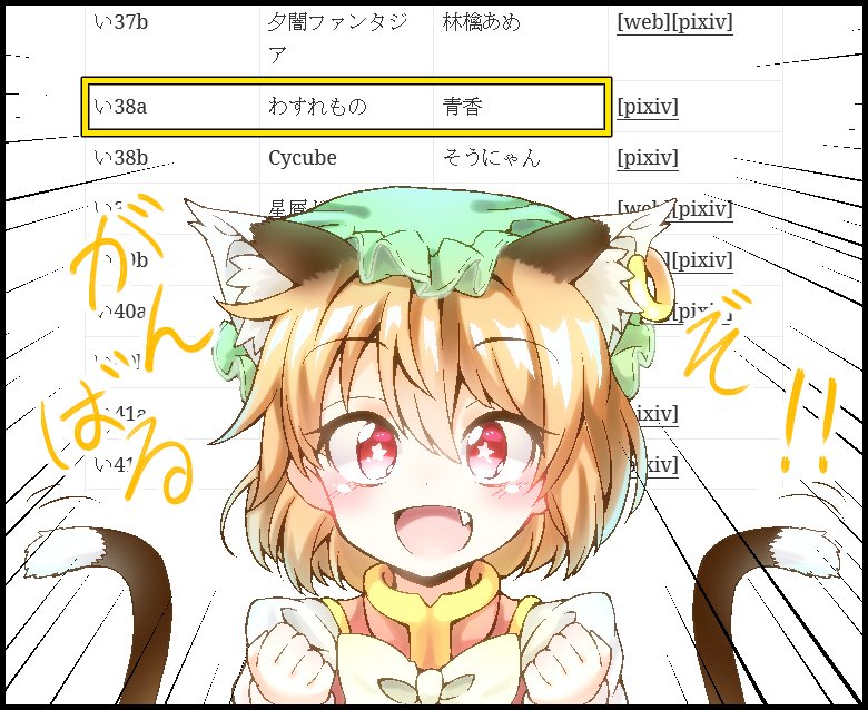 例大祭スペース頂きました!!「い38a わすれもの」です!
新刊出せるように頑張りますので、よろしくお願いします!!! 