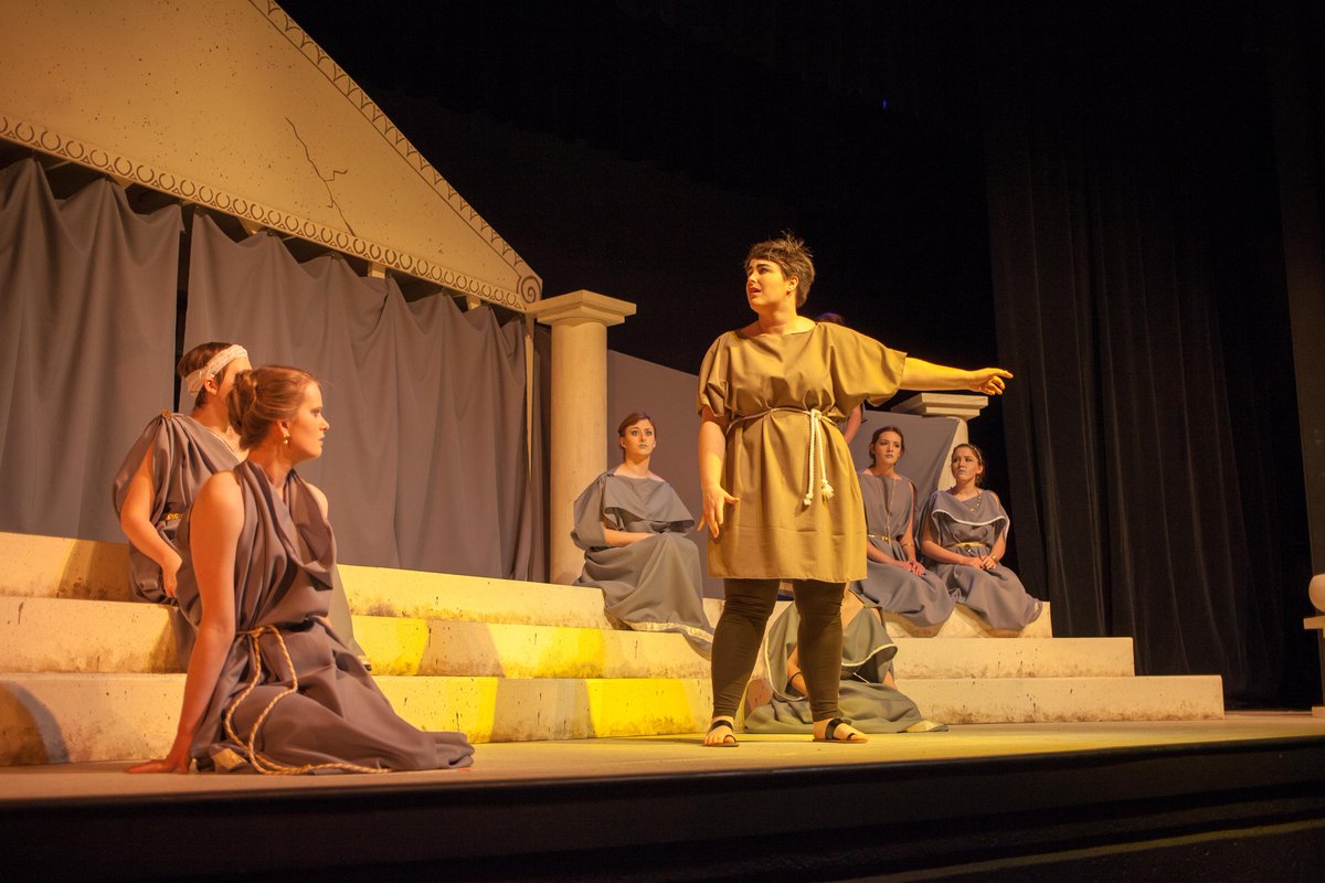 SBUTheatre's tweet photo. Tonight is your last chance to see our production of Euripides' 'Medea'! You can book your tickets online at https://t.co/Azqs8NDEMA or swing by the box office tonight at 6! Curtain rises at 7pm. We're looking forward to seeing you there! #TeamMedea https://t.co/rfyntADT6x