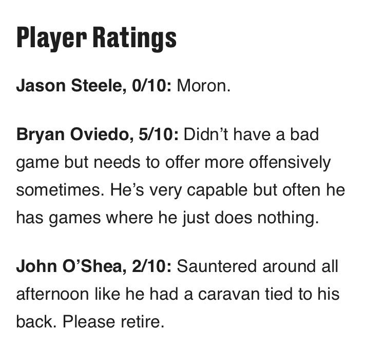 LoftforWords's tweet photo. Don’t mock the afflicted but laughed and empathised with the @RokerReport player ratings... https://t.co/9W6hYtnbzv